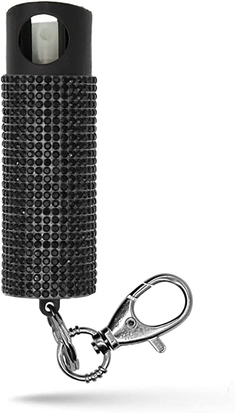 Guard Dog Bling-it-On Pepper Spray – Fashionable Key Holder - 16ft (5m) Spray Range - Glitter Pepper Spray