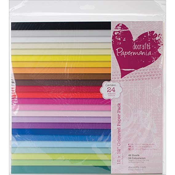 DOCrafts Papermania Paper Pack, 12 by 12-Inch, Colored, 48-Pack