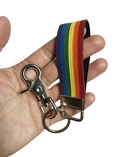 Gay pride rainbow leather keychain lgbt