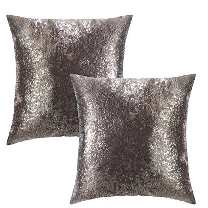 SUO AI TEXTILE Starry Sky Metallic Print Suede Thick Pillows Decorative Throw Pillowcase Square Cover for Home or Sofa (18 x 18 Inch, 2 Pieces Dark Grey)