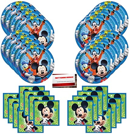 Disney Mickey Mouse Goofy Donald Duck Birthday Party Supplies Bundle Pack for 16 Guests (Plus Party Planning Checklist by Mikes Super Store)
