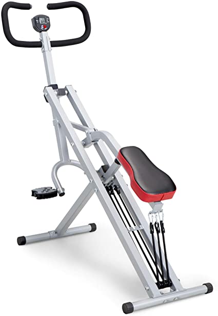 Marcy Squat Rider Machine Row-N-Ride Bench for Glutes and Quads Workout XJ-6334, White/Black