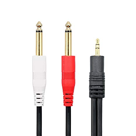 Bolongking 6.3mm Mono Cable, 6.3mm Mono 1/4 inch to 1/8 inch 3.5mm Audio Splitter Cable,Digital Interface Cable,Instrument Cable for Mixer,Audio Recorder,Electric Guitar Amplifier