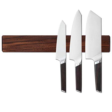 14'' Magnetic Knife Strip Black Walnut Magnetic Knife Holder, Fridge Applicable and Multi Purpose Functionality, Knife Bar, Knife Rack, Kitchen Utensil Holder with Powerful Magnetic Pull Force