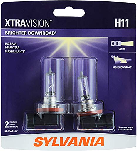 SYLVANIA H11 XtraVision Halogen Headlight Bulb, (Pack of 2)