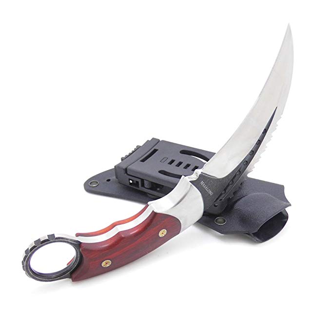MASALONG Moltres Outdoor Survival Claw Tactical Double Edged Sharp Fixed Blade Knife with Sheath