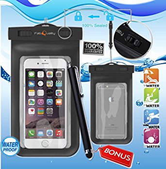 Waterproof iphone Case Bag with BONUS STYLUS PEN for Apple Iphone 6, 6 Plus, 5s,5c,5,Samsung Galaxy Note 3 Universal Ultra Bag Waterproof Pouch With Touch Front and Back Transparent Screen Protector