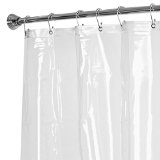 Maytex No More Mildew Super Heavy Weight Premium 10 Gauge Shower Liner or Curtain with Rust Proof Metal Grommets Clear