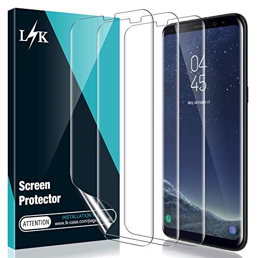 [3 Pack] L K Screen Protector for Samsung Galaxy S8 Plus, [Self Healing] [Full Coverage] HD Effect Flexible Film, Lifetime Replacement Warranty