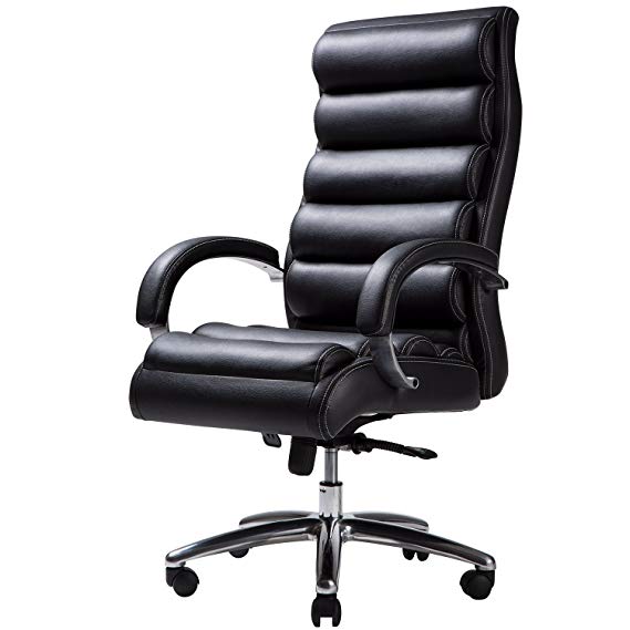 TOPSKY High Back Big & Tall 400 lb Thick Padded Soft Seat and Back Executive PU/PVC Leather Office Chair Black