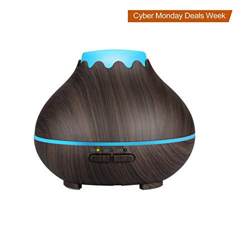 EUPH 150ml Aromatherapy Essential Oil Diffuser Wood Grain Humidifier Cool Mist with 7 Color Changing Lights