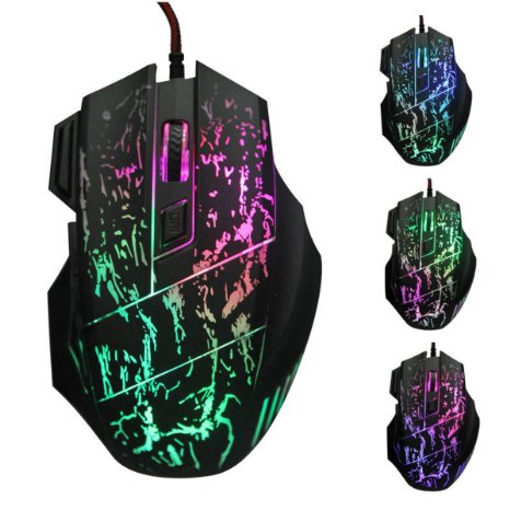 JideTech 5500 DPI Wired USB Gaming Mouse with 7 Button 7 Colors LED Optical Professional Gamer Mice for Laptops Desktops Computer