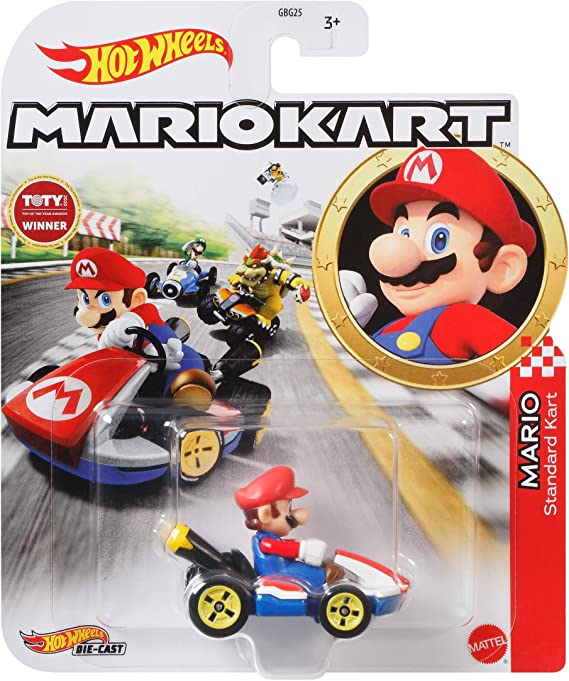 Hot Wheels GBG26 Mario Kart 1:64 Die-Cast Mario with Standard Kart Vehicle