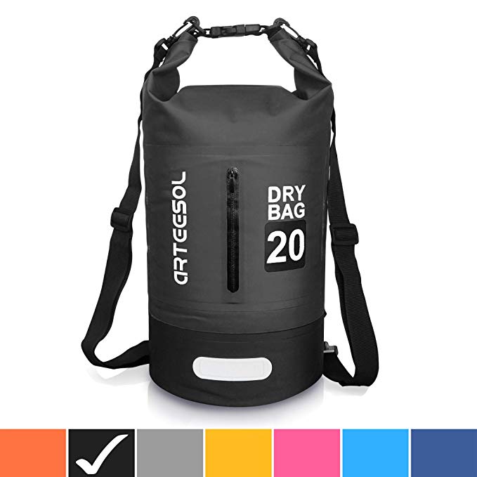 Waterproof Dry Bag, Arteesol Ultralight PVC Dry Sack 5L/10L/20L/30L Waterproof Backpack with Double Shoulder Strap for Outdoor Water Sports Boating Hiking Kayaking Canoeing Fishing