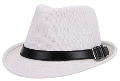 AbbyLexi Men/Women's Summer Straw Panama Triby Sun Fedora Hat w/Leather Belt