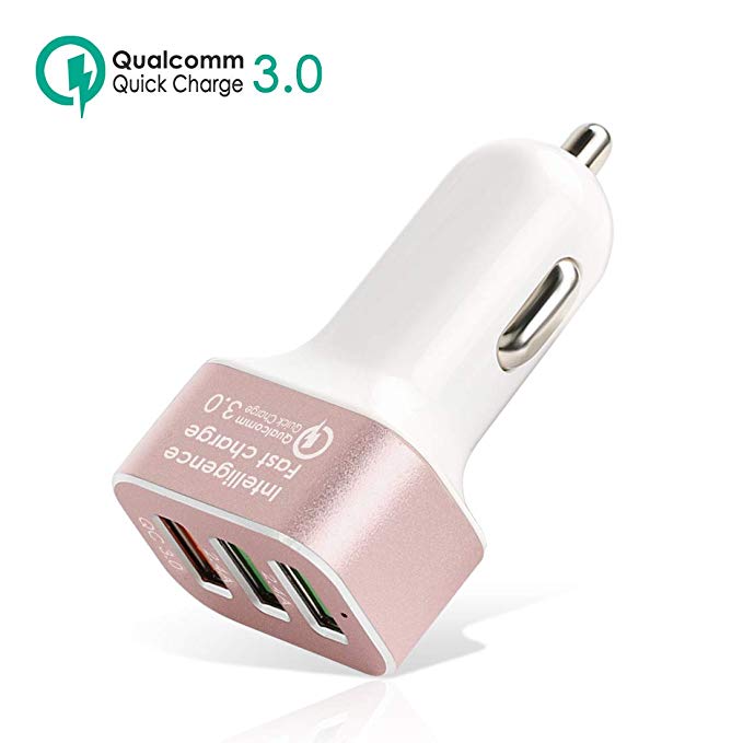 USB Car Charger, Leelbox Quick Charge 3.0 Car Adapter, Compatible Samsung, Android, LG, Nexus, HTC, and More (Pink)