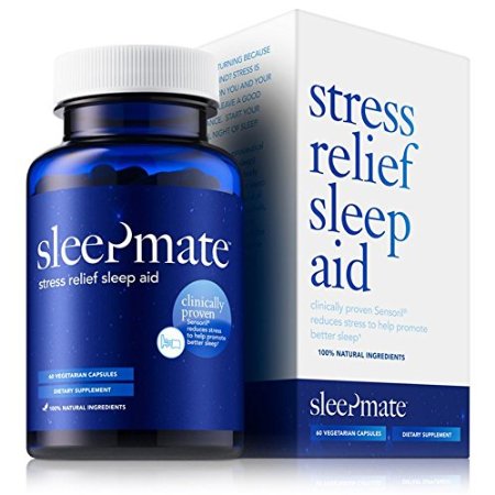 SleepMate Natural Sleep Aid, Herbal, Non-Habit Forming Sleeping Pill with Stress Relief (Melatonin, Clinically Proven Sensoril Ashwagandha, Valerian, Chamomile, L-Theanine, GABA, 5HTP, Magnesium)