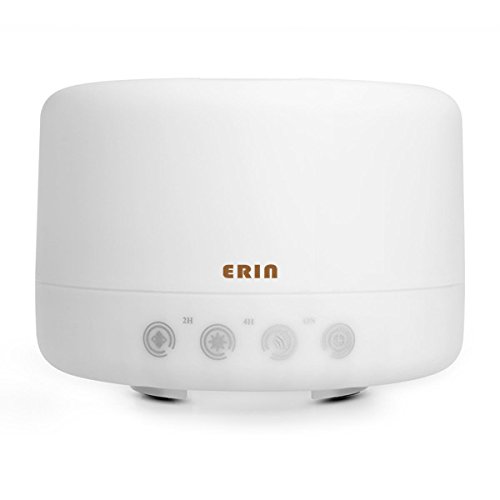 Erin 500ml Aromatherapy Essential Oil Diffuser Ultrasonic Aroma Cool Mist Humidifier Quiet with Automatic Shut off Function and 7 Color Light for Office Home Yoga Spa,Touch Control and Timer