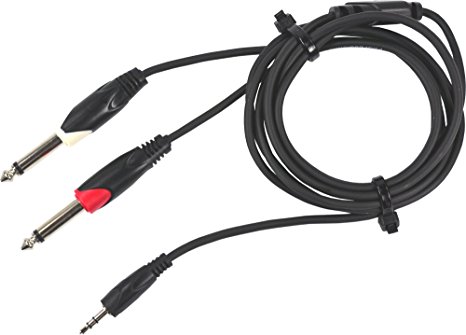 LOW NOISE - Stellar Labs,1/8" 3.5 mm TRS Stereo to Dual 1/4 inch TS Stereo Breakout Cable, 6 FT, 1/8 Inch TRS to Dual 1/4 Inch TS Cable