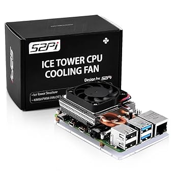 GeeekPi Fan for Raspberry Pi 4, Ultra Thin ICE Tower Cooler for Raspberry Pi, PWM Cooling Fan with Aluminum Heatsink for Raspberry Pi 4 Model B Only