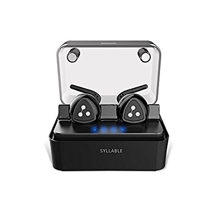 Syllable d900 Bluetooth Earbuds, Syllable Truly Wireless Bluetoth Headphones Stereo In-Ear Sport Noise Cancelling Sweatproof Earphones with Mic for iPhone7/ 7plus Samsung and Other Smartphones