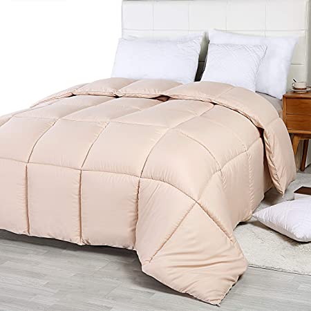 Utopia Bedding Comforter Duvet Insert - Quilted Comforter with Corner Tabs - Box Stitched Down Alternative Comforter (Twin, Beige)
