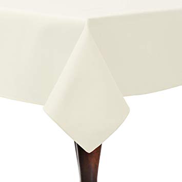 Ultimate Textile Poly-Cotton Twill 52 x 70-Inch Rectangular Tablecloth Ivory Cream