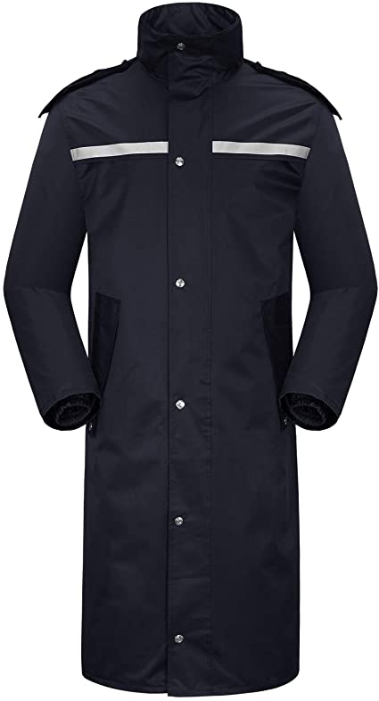 iCreek Raincoat Waterproof Men's Long Rain Jacket Lightweight Rainwear Reflective Reusable with Hood
