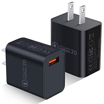 Quick Charge 3.0 Wall Charger, Besgoods 2-Pack 18W QC 3.0 Charger Adapter Fast Phone Charger Block Compatible with Wireless Charger, Samsung Galaxy S9 S8 Note 8 9, iPhone, iPad, LG, HTC and More