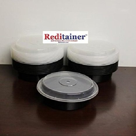 Reditainer - 16 Round Food Storage Containers with Lids - Microwaveable & Dishwasher safe (24 Ounce)