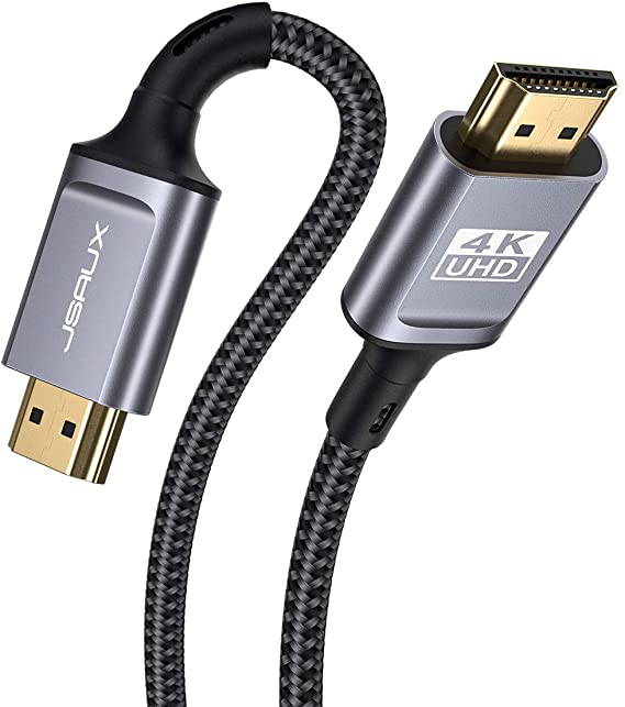 4K@60Hz HDMI Cable 10ft, JSAUX High Speed 18Gbps HDMI 2.0 Cable - 4K HDR, 3D, 2160P, 1080P, Ethernet - 28AWG Braided Cord - Audio Return(ARC) Compatible with UHD TV, Blu-ray, Xbox, PS4 PS3, PC-Grey