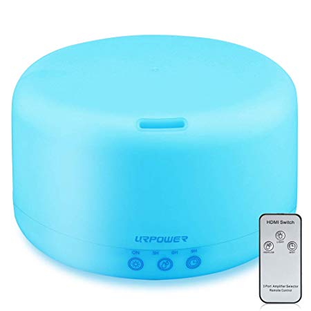 URPOWER 1000ml Essential Oil Diffuser Humidifiers Remote Control Ultrasonic Aromatherapy Diffusers Room Decor Running 20 Hours with Adjustable Mist Mode (D-Plastic)