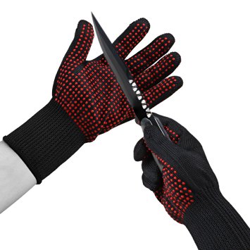 Vicsou New Design Multi-Purpose 4 in 1 Grill BBQ Gloves, Slip-Resistant, Fireproof, Up to 932°F Heat Resistant Glove and Level 5 Protection Cut Resistant Gloves, EN388 Certified (XL)