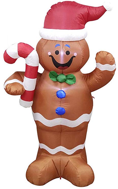 ALEKO CHID007 Large Inflatable LED Waving Gingerbread Man with UL Certified Blower Holiday Christmas 5 Foot, Christmas Décor, LED Outdoor Christmas Decorations