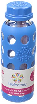 Lifefactory 9-Ounce Glass Bottle with Flat Cap and Silicone Sleeve, Ocean