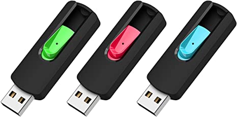 Aiibe Flash Drive 8GB 3 Pack USB Drive 8GB Thumb Drive USB 2.0 Memory Stick USB Flash Drives (8GB, Red Green Cyan)