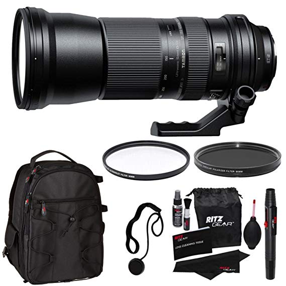 Tamron 150-600mm SP AFA011C700 F/5-6.3 Di VC USD Zoom Lens for Canon Cameras   Padded Backpack   Polaroid 95mm UV Filter & Circular Polarizer Filter   Cleaning Kit   Lens Cap Keeper Accessory Bundle