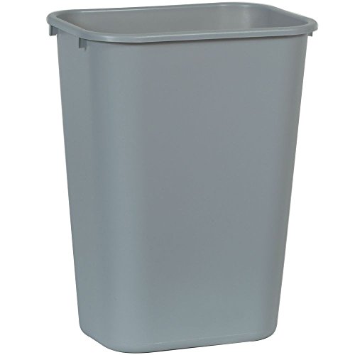 Rubbermaid Commercial 2957 LLDPE 10-Gallon Deskside Large Trash Can, Rectangular, 11" Width x 15-1/4" Depth x 19-7/8" Height, Gray