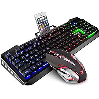 SADES gaming keyboard and mouse sets,wired keyboard and mouse with colorful lights and mouse with 4 adjustable DPI for gaming for PC/laptop/win7/win8/win10 …