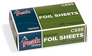 Peak Pop Up Aluminum Foil Sheets, 500 Sheets per Box, Commerical Grade Pre-Cut Sheets for Cooking, Serving, Prepping Food, Food Service Foil, 9" x 10.75" Sheet