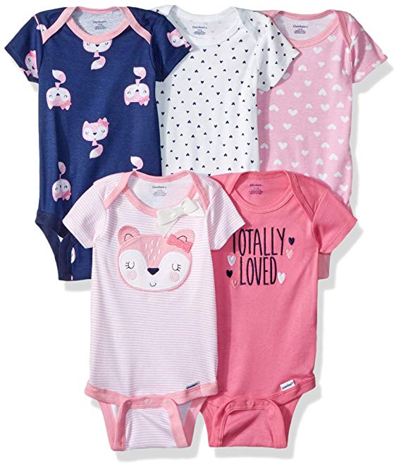 Gerber Baby Girls' 5-Pack Variety Onesies Bodysuits