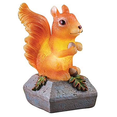 Collections Etc Adorable Solar Lit Squirrel, Fence and Bannister Post Cap Outdoor Decoration