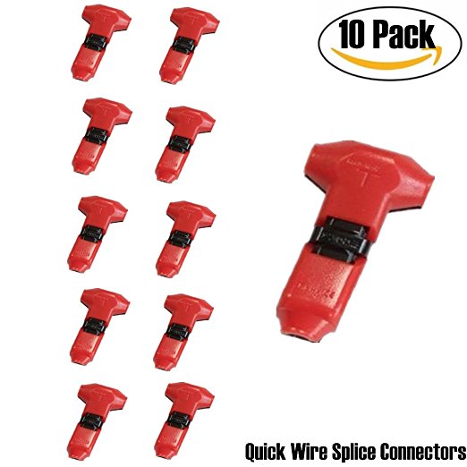 LightingWill Quick Wire Connector 10Pcs T Shape Electrical Butt Splice 18-22AWG Single Way Terminals Kit Without Stripping