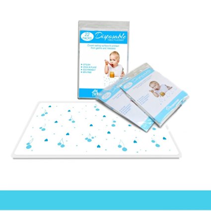 Disposable Placemats for kids, 66 Count, 3 Bags of 22, BPA Free & Eco-Friendly, 4 Sided Stick-On, water proof, protects your children from germy tables when eating out