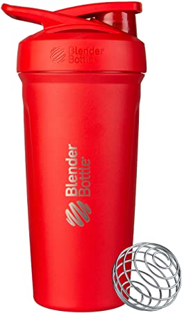 BlenderBottle Strada Insulated Shaker Bottle with Locking Lid, 24-Ounce, Red