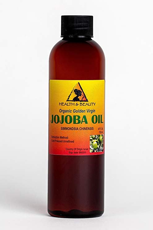 Jojoba Oil Golden Organic Carrier Unrefined Raw Virgin Cold Pressed Pure 4 oz, 118 ml