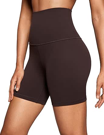 CRZ YOGA Super High Waisted Butterluxe Womens Biker Shorts 6'' / 8'' - Buttery Soft Workout Yoga Shorts Over Belly