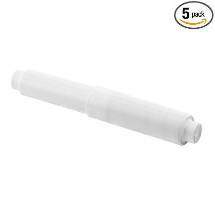 Prime-Line MP59250 Toilet Paper Roller, Plastic Construction, White, Spring-Loaded, Cam Ends, Pack of 5