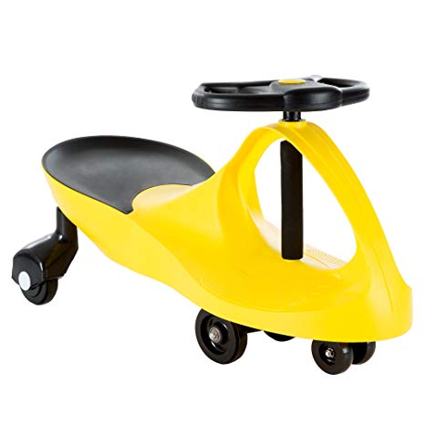 Ride On Car, No Batteries, Gears or Pedals, Uses Twist, Turn, Wiggle Movement to Steer Zigzag Car-Yellow, for Toddlers, Kids, 2 Years Old and Up