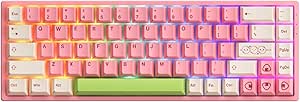 Akko 3068B Plus Mochi & Dango Hot-swappable Mechanical Gaming Keyboard with Cherry PBT Keycaps, Wireless/Wired 65 Percent 68-Key RGB Keyboard, Compatible with Mac & Win V3 Cream Blue Pro